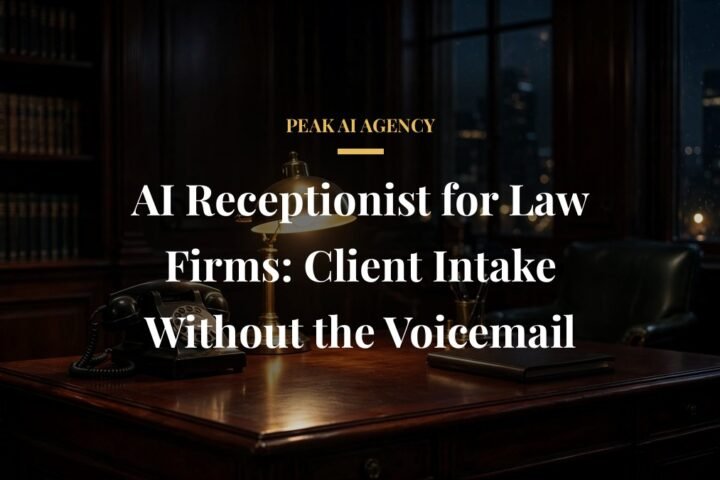 AI receptionist answering law firm client intake calls in a dark office