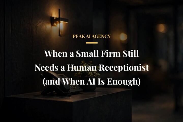 AI receptionist vs human receptionist for small firms at an office desk