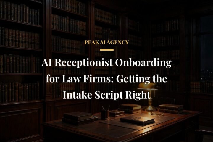 AI receptionist intake script onboarding for law firms in a law library
