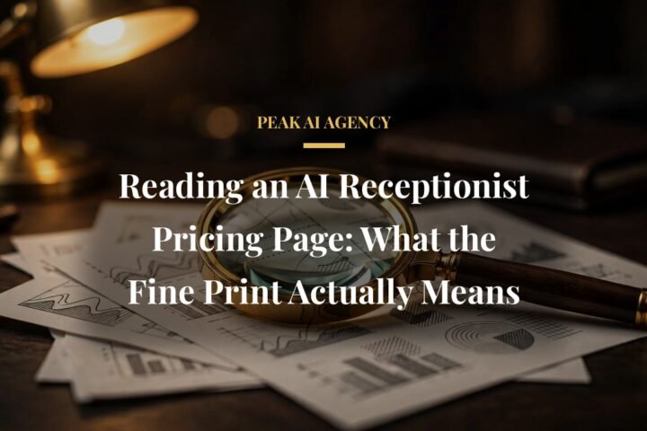 Reading AI receptionist pricing page fine print