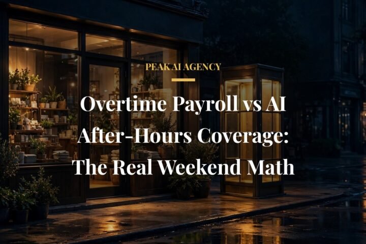 Small business storefront at night with after-hours phone coverage