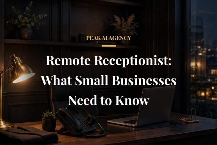 Remote receptionist answering small business calls and booking appointments from a home office