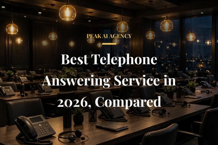Best telephone answering service team answering calls with headsets in a premium office