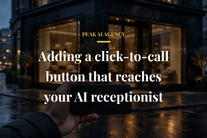 Website click-to-call button on a smartphone reaching an AI receptionist