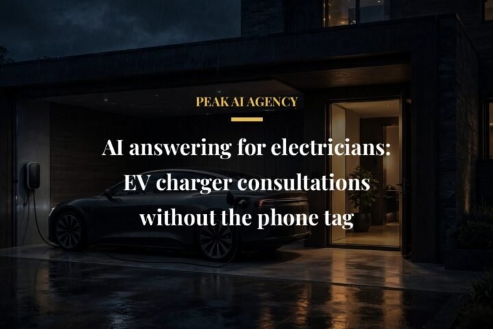 AI answering for electricians EV charger consultations, electric car charging in a garage at night