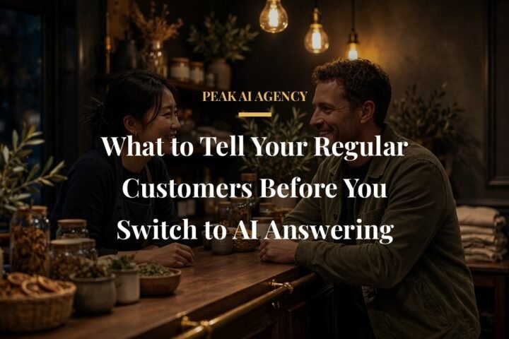 small business telling regular customers about a new AI answering service