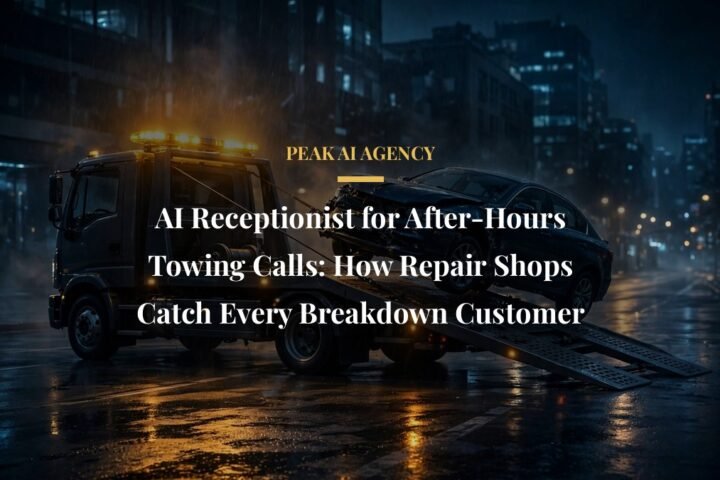 AI receptionist for after-hours towing calls at auto repair shops, tow truck at night