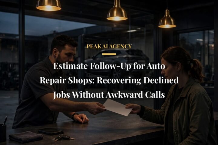 Service advisor estimate follow-up at auto repair shop, AI receptionist recovering declined jobs