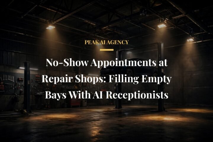 Empty auto repair service bay, AI receptionist filling no-show appointments
