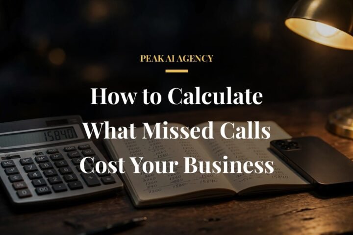 Calculator and notebook showing how to calculate the cost of missed calls for a small business