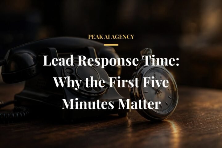 Stopwatch and desk phone representing lead response time and the five-minute rule