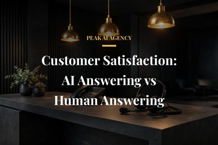 Office reception phone headset representing customer satisfaction with AI answering vs human answering