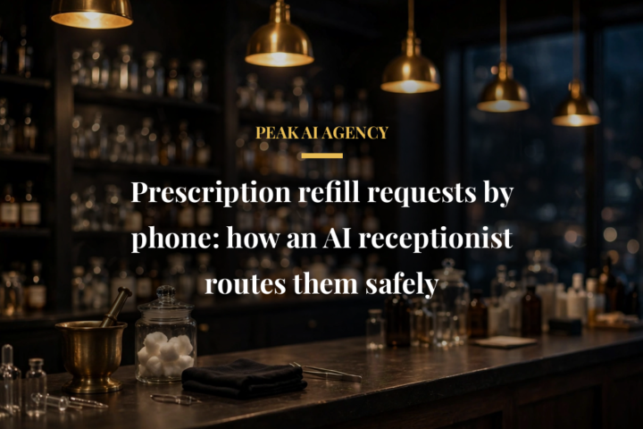 Phone prescription refill request being routed by an AI receptionist at a clinic