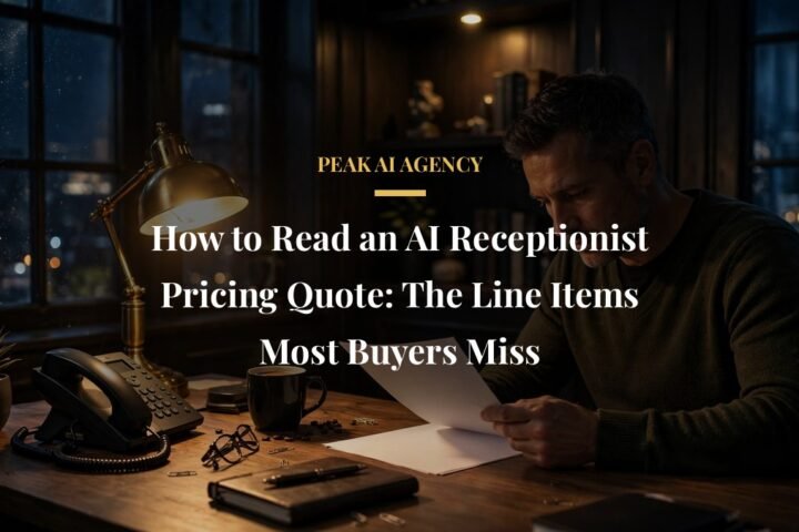 ai receptionist pricing quote - AI receptionist buying guide for small businesses, Peak AI Agency