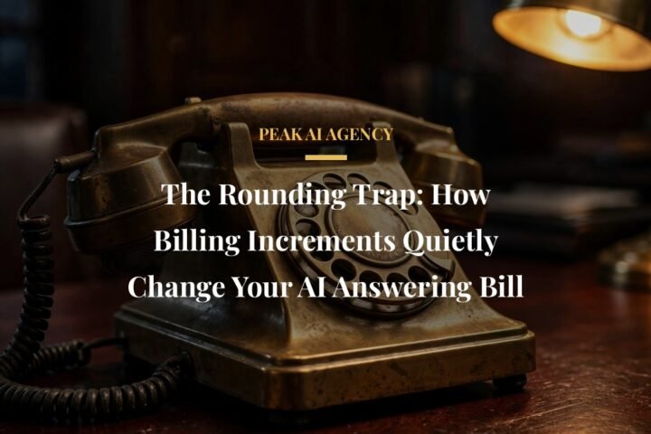 AI answering service billing increments explained with a vintage telephone on a dark desk