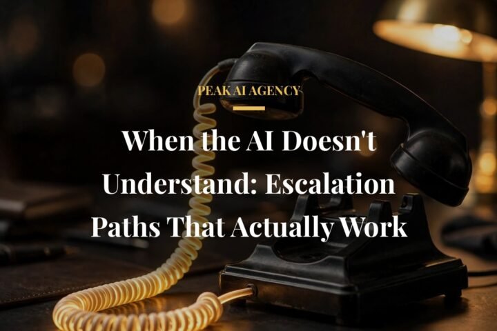 AI receptionist escalation: phone receiver lifted for a warm transfer