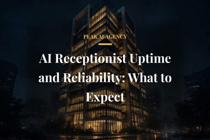 AI receptionist uptime and reliability: office building at night